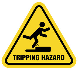 Yellow Tripping Hazard Sign Vector Icon