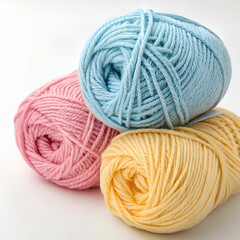 Soft colorful knitting yarn ball isolated on white background.