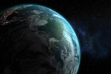Planet earth against milky way