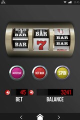 Naklejka premium Slot machine with text and numbers on mobile display