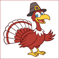 Turkey animal wearing hat cartoon character sticker