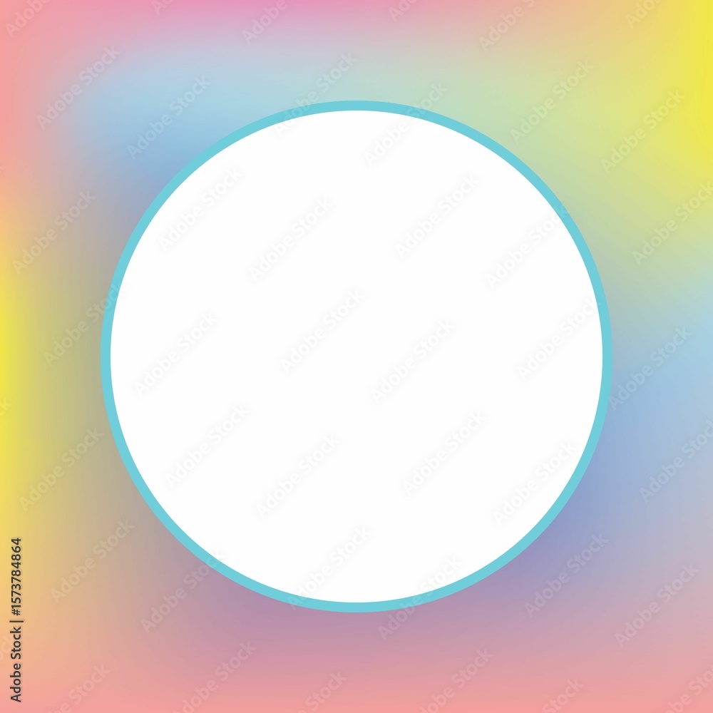 Poster composition of circle with copy space on colourful background