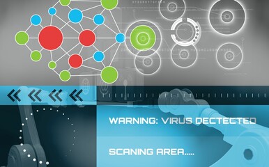 Digital image of various icons and text on screen
