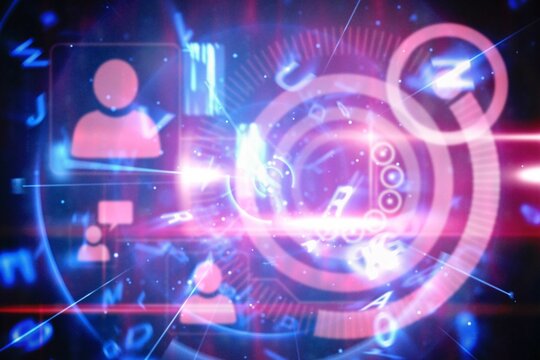 Blue and red technology interface