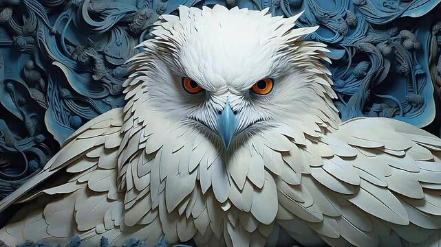 white griffin in Delfts Blauw realistis, highly detailed,ai generative