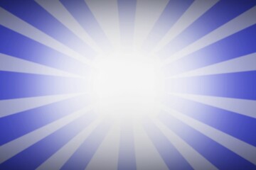 Bright white core is radiating blue and white rays fading to purple-blue gradient in flat design