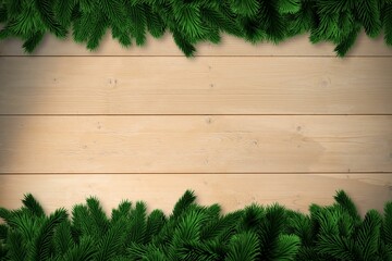 Fir branches over wooden planks