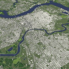 3D illustration of city and urban in Philadelphia USA