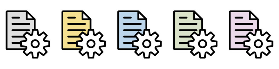イラストアイコン素材セット：歯車設定ドキュメントファイル	
