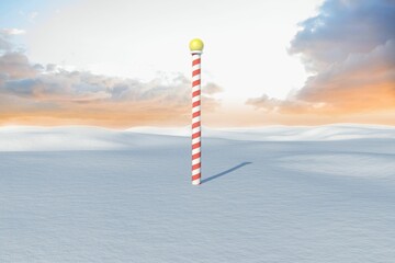 Obraz premium Snowy land scape with pole