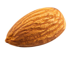 Single Almond Nut with Natural Texture Isolated on White Background, Full Depth of Field PNG (2)