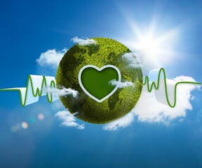 Green earth with ecg line in sky © vectorfusionart
