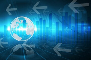 Global business graphic in blue