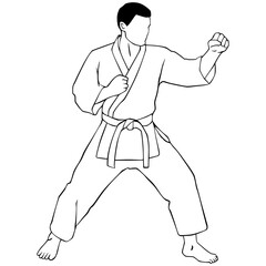 Karate Outline Illustration Cartoon Digital Drawing
