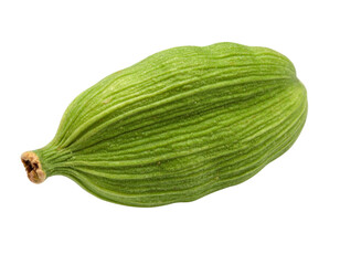  Single Cardamom Pod with Natural Texture and Shadows, Isolated on White PNG