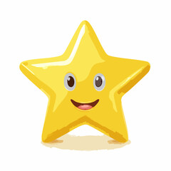 3D Gold star sparkle emoji. Cute shiny star shaped object. Magic element.