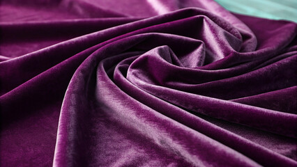 Emerald green velvet fabric draped and folded texture