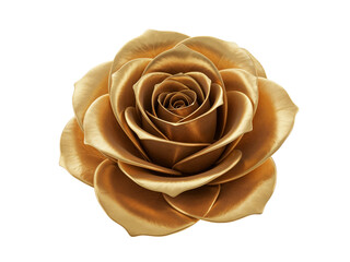 Luxurious golden rose with detailed petals isolated on transparent background