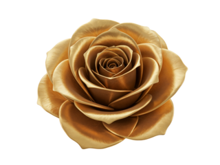 Luxurious golden rose with detailed petals isolated on transparent background