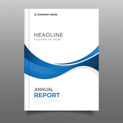 abstract Business blue annual report cover template flyer Wavy design