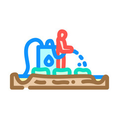 farmers using water contaminated metals for irrigation color icon vector illustration