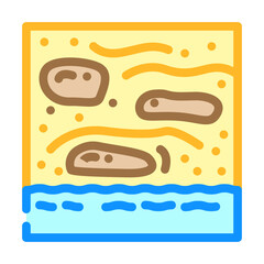 contaminated shore oil stains color icon vector illustration