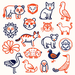 Obraz premium Line art animal design vector art 