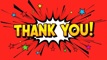 Comic-style thank you text in vibrant red yellow pop art design. Expression concept - Powered by Adobe