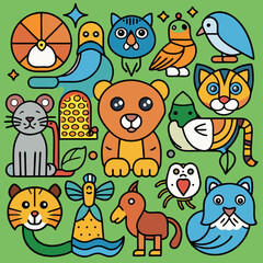 Fototapeta premium Line art animal design vector art 