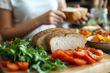 Person avoiding eating white bread for better health, making conscious dietary choices to promote overall wellness, Generative AI