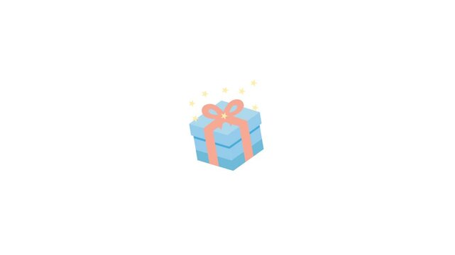 Gift icon animation &ndash; A cheerful animated icon of a wrapped present or gift box, symbolizing celebration, surprise, holidays, and giving. Ideal for festive content, online stores, reward systems, birt
