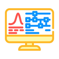 algorithm screen quantum computer color icon vector illustration