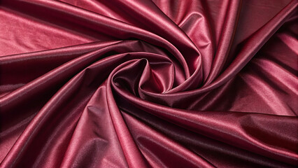 Deep Red Satin Fabric Swirl with Soft Folds burgundy