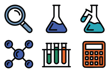 Science Icons: Chemistry, Research, and Experimentation
