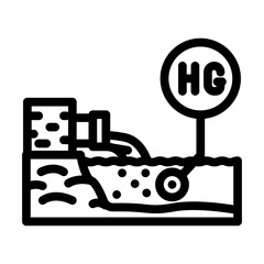 mercury pollution river industrial discharge line icon vector illustration