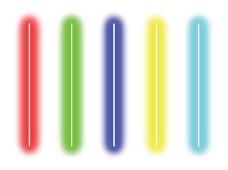 Neon Glow Light Bars Vector – Colorful Vertical Lines in Red, Green, Blue, Yellow, Cyan for UI Design, Backgrounds, and Decor Themes