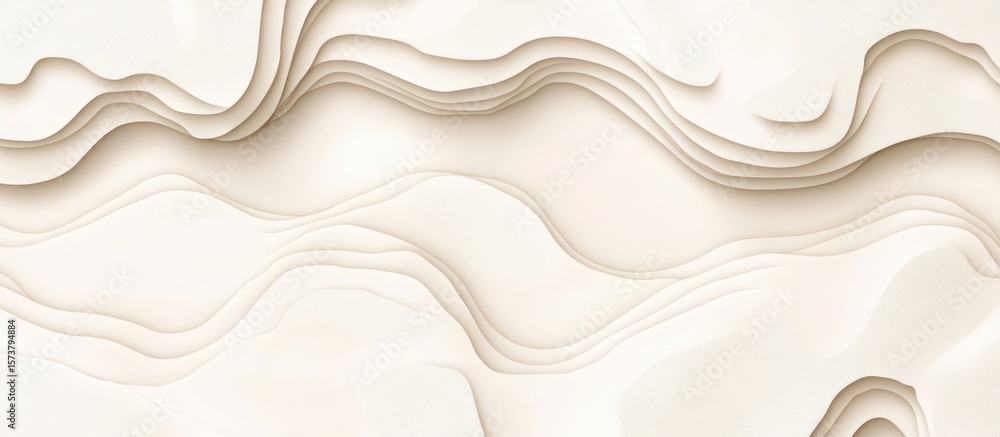 Poster creamy topographical layers creating abstract flowing background panorama