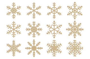 雪の結晶のシルエットベクターイラストセット 手描き 手書き ラフ