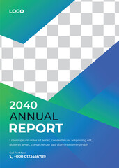 A modern collection of square-format annual report cover templates designed for businesses and corporate use. Each layout features clean design elements, geometric shapes, and placeholders for images 