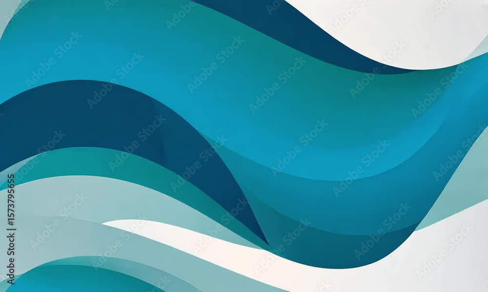 Poster abstract background with teal and white wavy shapes and color gradient