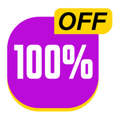 100% free off discount tag, Product label, mock up, podium. Sale banner and poster, vector illustration.