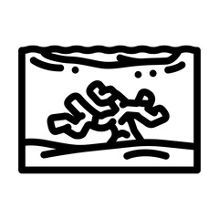 spill damage coral reef line icon vector illustration
