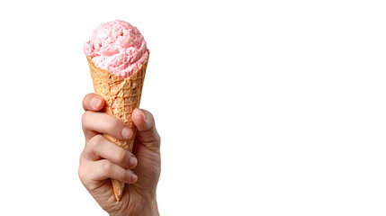 Man holding a sweet food ice cream isolated on a white backgroundd on a white background