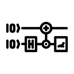 gates diagram quantum computer line icon vector illustration