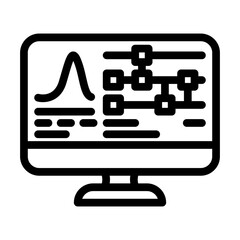 algorithm screen quantum computer line icon vector illustration
