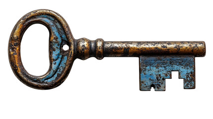  a single, vintage metal key resting beside a modern padlock, isolated on a pure Transparent background with soft shadow, symbolizing security, access, old vs new methods.