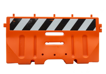 Isolated Transparent Background of Orange Barrier with Black and White Stripes