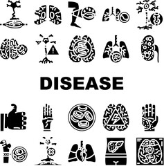 incurable disease icons set vector