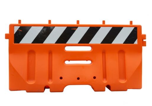 Isolated Transparent Background of Orange Barrier with Black and White Stripes