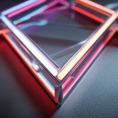 3D LED panel with glowing strips arranged geometrically, providing a structured and high-tech visual effect.
